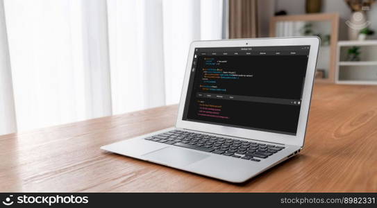 Software development programming on computer screen for modish application and program coding. Software development programming on computer screen for modish application