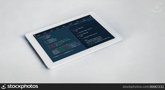 Software development programming on computer screen for modish application and program coding. Software development programming on computer screen for modish application