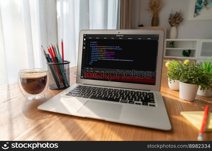 Software development programming on computer screen for modish application and program coding. Software development programming on computer screen for modish application