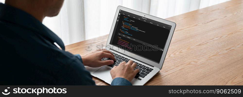 Software development programming on computer screen for modish application and program coding. Software development programming on computer screen for modish application