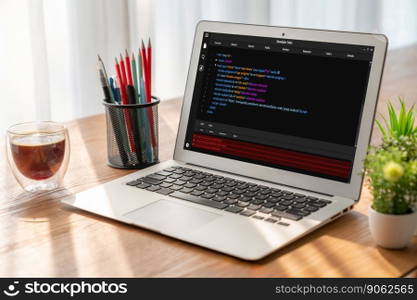Software development programming on computer screen for modish application and program coding. Software development programming on computer screen for modish application