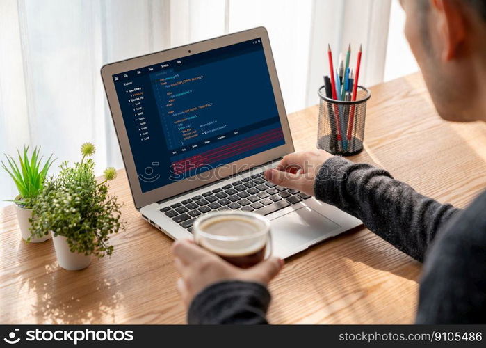 Software development programming on computer screen for modish application and program coding. Software development programming on computer screen for modish application