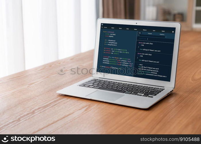 Software development programming on computer screen for modish application and program coding. Software development programming on computer screen for modish application