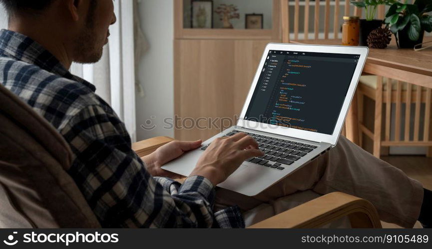 Software development programming on computer screen for modish application and program coding. Software development programming on computer screen for modish application