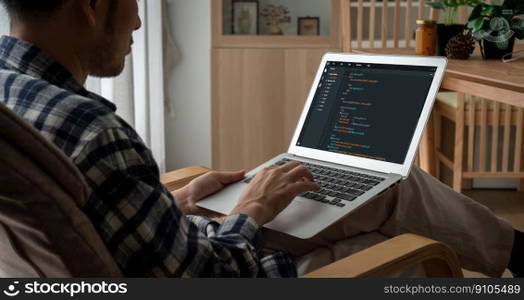 Software development programming on computer screen for modish application and program coding. Software development programming on computer screen for modish application