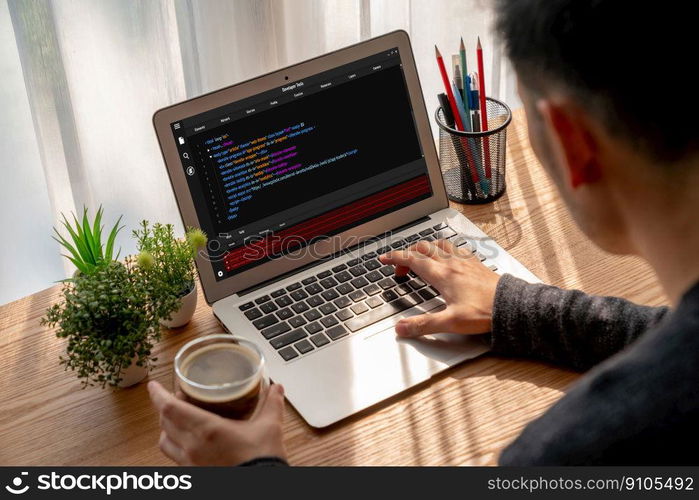 Software development programming on computer screen for modish application and program coding. Software development programming on computer screen for modish application