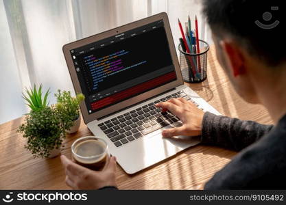 Software development programming on computer screen for modish application and program coding. Software development programming on computer screen for modish application