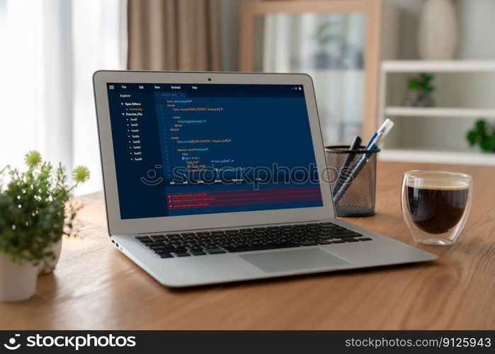 Software development programming on computer screen for modish application and program coding. Software development programming on computer screen for modish application