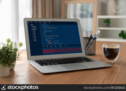 Software development programming on computer screen for modish application and program coding. Software development programming on computer screen for modish application