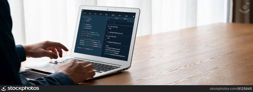Software development programming on computer screen for modish application and program coding. Software development programming on computer screen for modish application
