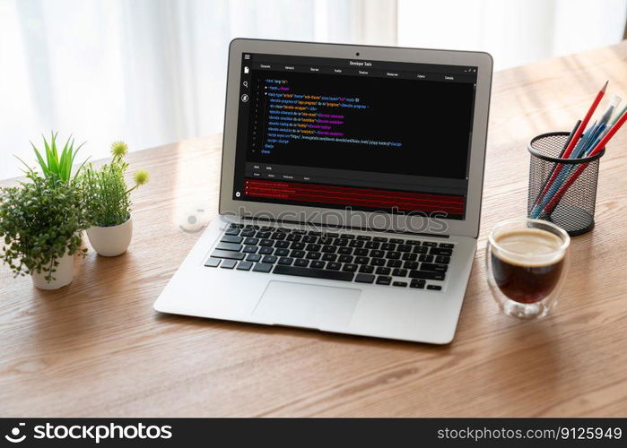 Software development programming on computer screen for modish application and program coding. Software development programming on computer screen for modish application