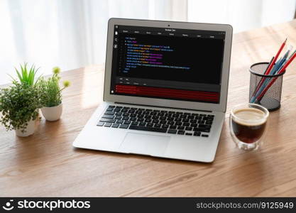 Software development programming on computer screen for modish application and program coding. Software development programming on computer screen for modish application
