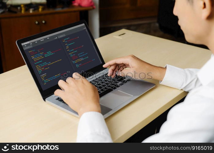 Software development programming on computer screen for modish application and program coding. Software development programming on computer screen for modish application