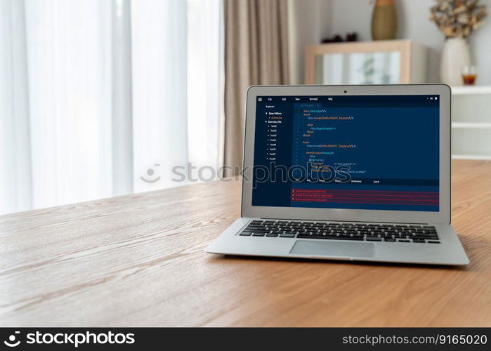 Software development programming on computer screen for modish application and program coding. Software development programming on computer screen for modish application