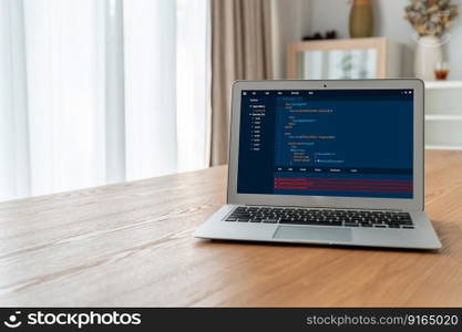 Software development programming on computer screen for modish application and program coding. Software development programming on computer screen for modish application