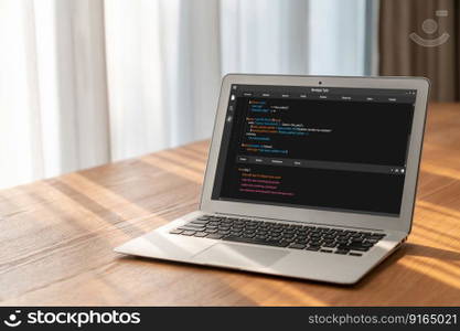 Software development programming on computer screen for modish application and program coding. Software development programming on computer screen for modish application