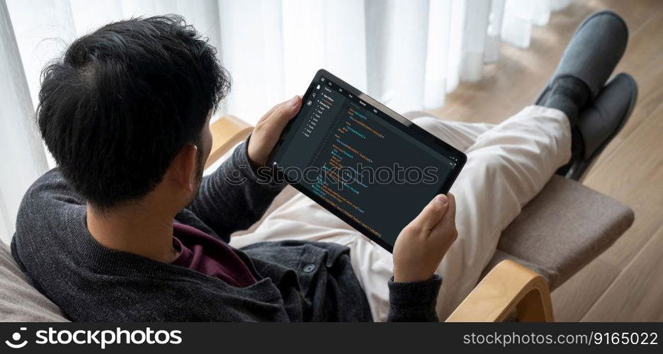 Software development programming on computer screen for modish application and program coding. Software development programming on computer screen for modish application