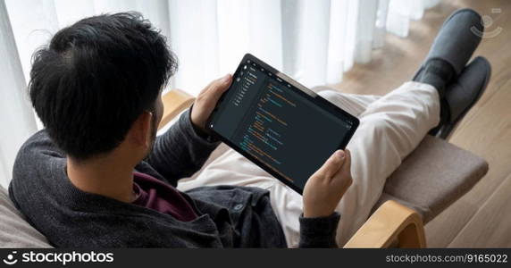 Software development programming on computer screen for modish application and program coding. Software development programming on computer screen for modish application