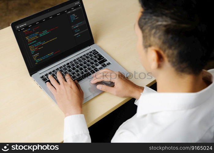 Software development programming on computer screen for modish application and program coding. Software development programming on computer screen for modish application