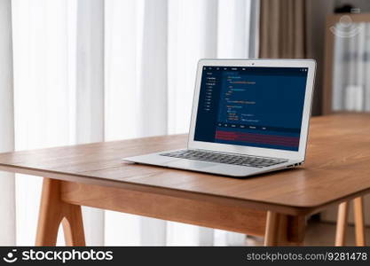 Software development programming on computer screen for modish application and program coding. Software development programming on computer screen for modish application