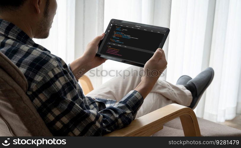 Software development programming on computer screen for modish application and program coding. Software development programming on computer screen for modish application