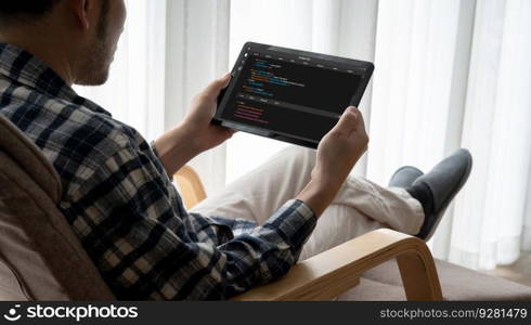 Software development programming on computer screen for modish application and program coding. Software development programming on computer screen for modish application