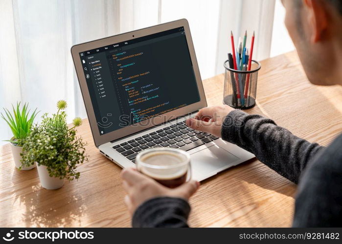 Software development programming on computer screen for modish application and program coding. Software development programming on computer screen for modish application