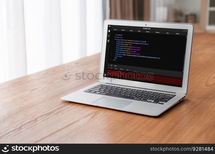 Software development programming on computer screen for modish application and program coding. Software development programming on computer screen for modish application