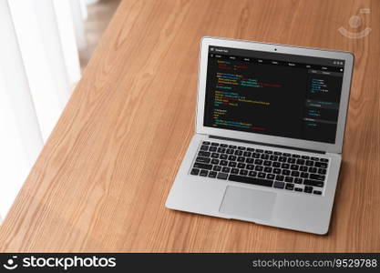 Software development programming on computer screen for modish application and program coding. Software development programming on computer screen for modish application