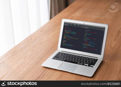 Software development programming on computer screen for modish application and program coding. Software development programming on computer screen for modish application