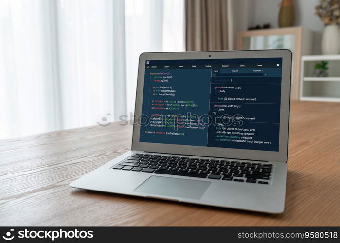 Software development programming on computer screen for modish application and program coding. Software development programming on computer screen for modish application