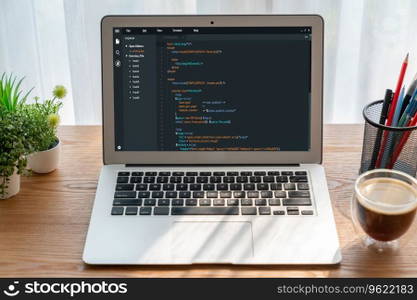 Software development programming on computer screen for modish application and program coding. Software development programming on computer screen for modish application