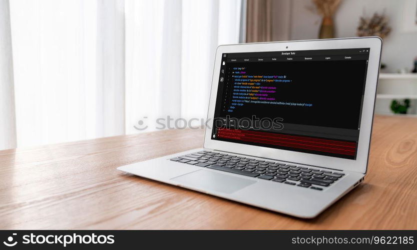 Software development programming on computer screen for modish application and program coding. Software development programming on computer screen for modish application