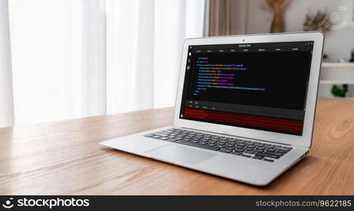 Software development programming on computer screen for modish application and program coding. Software development programming on computer screen for modish application
