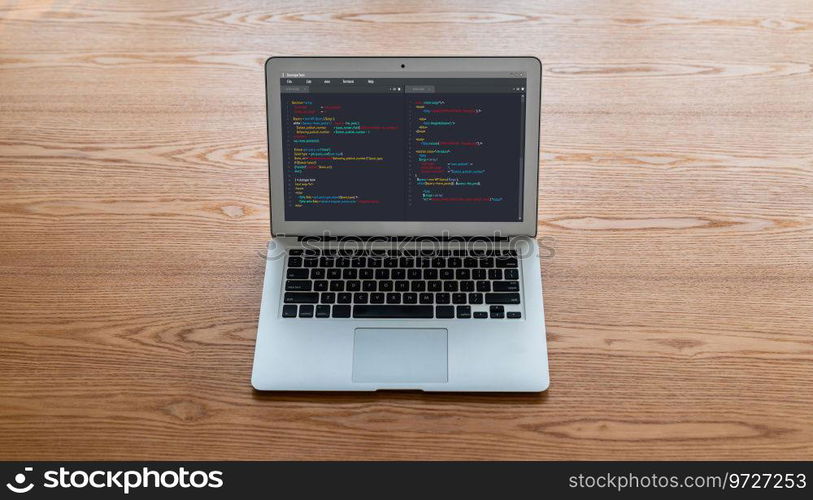 Software development programming on computer screen for modish application and program coding. Software development programming on computer screen for modish application