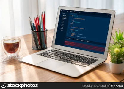 Software development programming on computer screen for modish application and program coding. Software development programming on computer screen for modish application