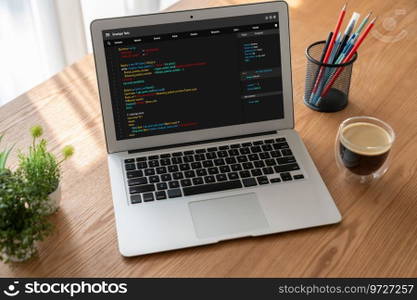 Software development programming on computer screen for modish application and program coding. Software development programming on computer screen for modish application