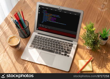 Software development programming on computer screen for modish application and program coding. Software development programming on computer screen for modish application