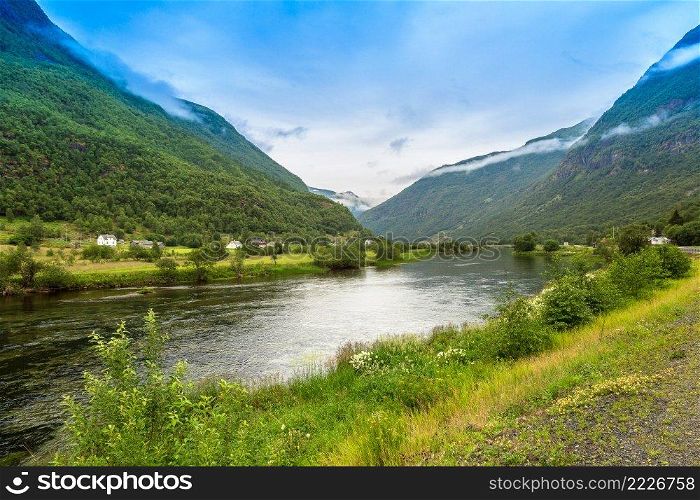 Sognefjord in Norway. Country landscape in a summer day