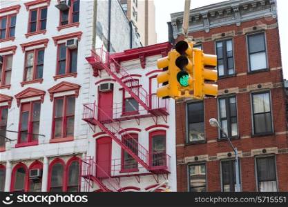 Soho buildings facade in Manhattan New York City NYC USA