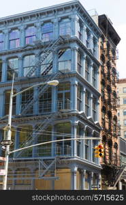 Soho buildings facade in Manhattan New York City NYC USA