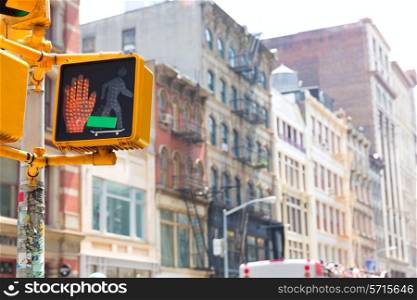 Soho stop peaton red light in Manhattan New York City NYC USA