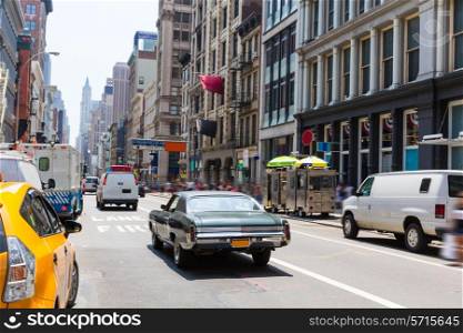 Soho street traffic in Manhattan New York City NYC USA