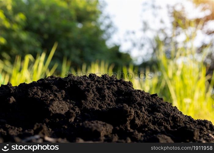 Soil and black husks to prepare for planting