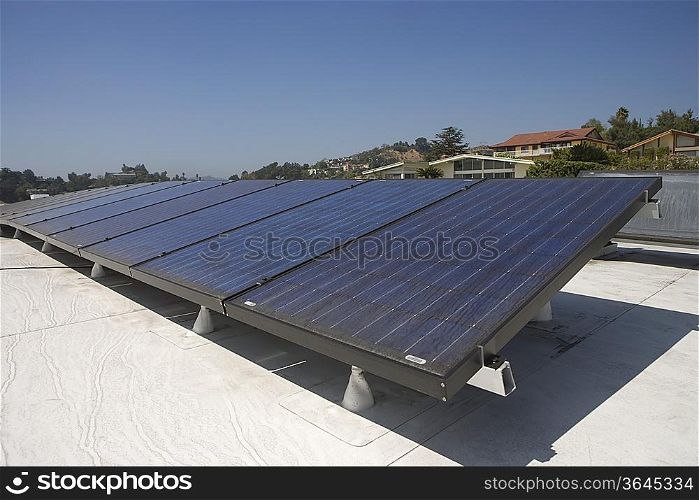 Solar array on rooftop in Los Angeles California