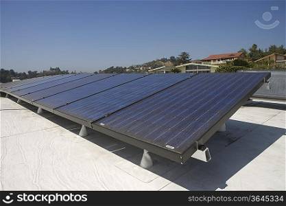 Solar array on rooftop in Los Angeles California