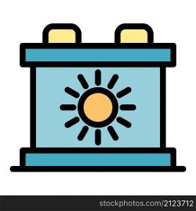 Solar battery icon. Outline solar battery vector icon color flat isolated. Solar battery icon color outline vector