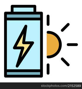 Solar battery icon. Outline solar battery vector icon color flat isolated. Solar battery icon color outline vector