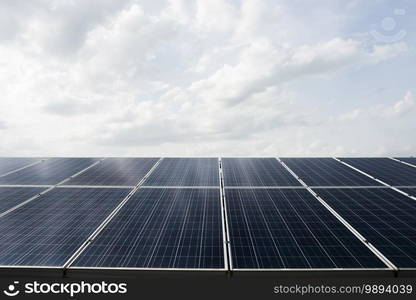 Solar cell farm in power station for alternative energy from the sun 