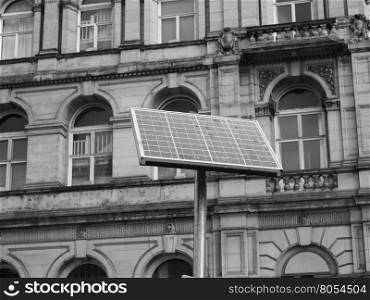 Solar cell panel. Solar cells panel for renewable electric power production from daylight sun light in black and white